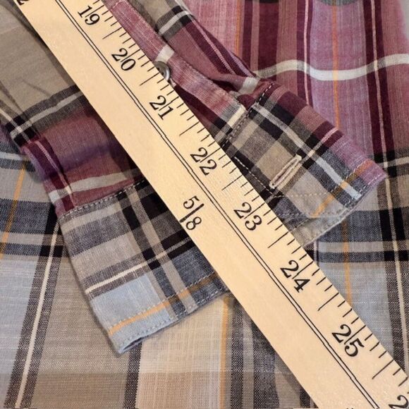 Pendleton Women's Button Front Plaid Shirt Taupe Cream Wine Purple Size Medium - Picture 10 of 11
